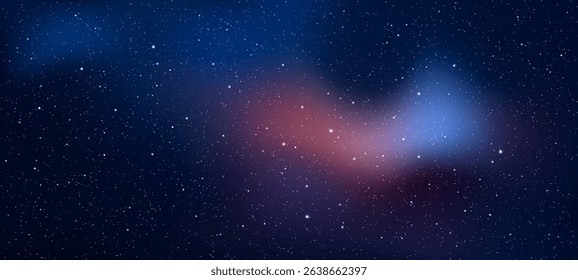 abstract space sky with shining stars. A dark blue universe background for science fiction designs. Beautiful cosmic galaxy. Vector graphics.