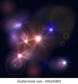 Abstract space with sparkle star background. Glowing effect of night sky. Vector illustration.