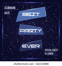 Abstract space technology background. Party banner, DJ poster. Vector illustration