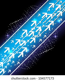 abstract space technology lines and arrows on dark background