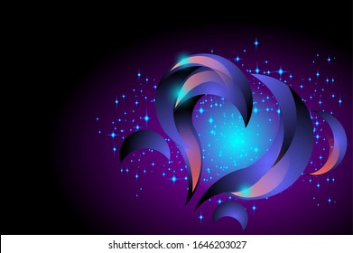 Abstract space themed blue and black background. Vector illustration