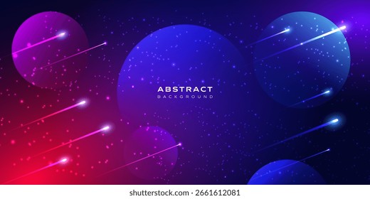 Abstract space vector background with gradients of purple, blue, and red.
Glowing planets, light streaks, and sparkles. Perfect for web headers, covers, and digital presentations