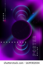 Abstract space vector illustration. Bright gradients, planets, meteors, stars and open spaces for space for a poster, banner or background. 