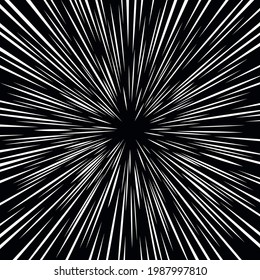 Abstract Space Warp Effect on Black Background. Vector