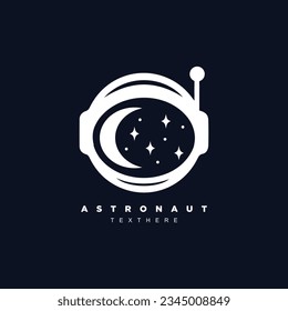 Abstract spaceman helmet with moon and star reflection logo design for your brand or business