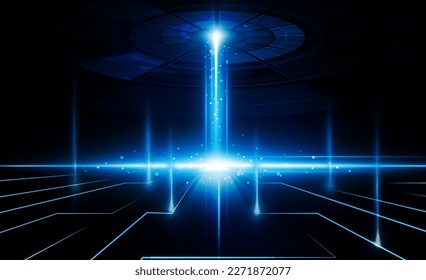 Abstract spaceship beam open Key Door Light out business digital city Hitech communication concept innovation background, vector design