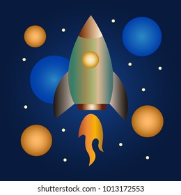 Abstract spaceship rocket object, vector