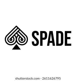 abstract spade flat minimalist logo design