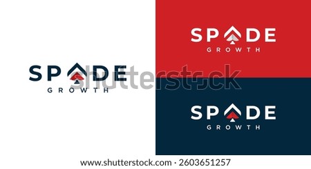 Abstract spade growth logo template. Poker ace grow up logo design vector illustration.