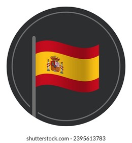 Resumen Icono plano de bandera de España en círculo aislado de fondo blanco