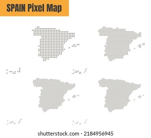 Abstract Spain Map with Dot Pixel Spot Modern Concept Design Isolated on White Background Vector illustration.