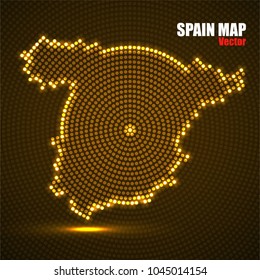 Abstract Spain map of glowing radial dots, halftone concept. Vector illustration, eps 10