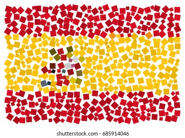 Abstract Spanish national flag - the flag of Spain made of small red and yellow 