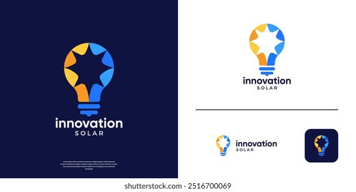 Abstract spark with light blub logo. Modern solar panel logo design template.