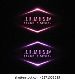 Abstract sparkle banners with light effect. Luxury frames design for discount, sales and greeting card. Geometric elements with shiny particles.