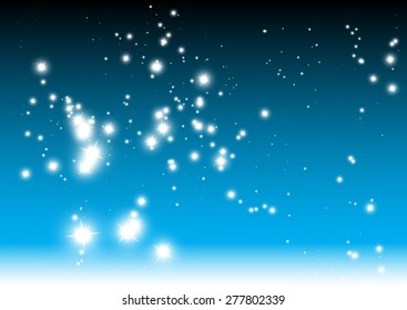 Abstract sparkle blue background vector template illustration - Vector glitter falling blue background illustration
