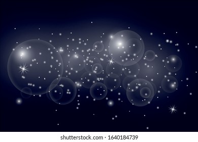 abstract sparkle bokeh light effect with dark blue background, abstract bokeh background