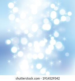 Abstract Sparkle Bokeh Light And Star On Vivid Blue Background .vector Illustration