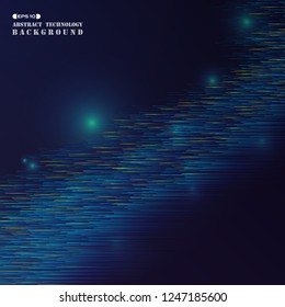 Abstract of sparkle futuristic technology gradient blue stripe line cover background, vector eps10