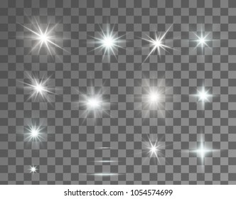 Abstract sparkle image of lighting flare. Set