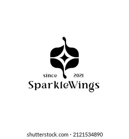 abstraktes funkelndes Flügellogo. Zauberhaftes Silhouettenlogo. Böhmisches Logo