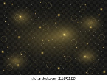 Abstract sparkles isolated on a transparent background. Bokeh lights effect. Vector dust sparks and bright stars shine with special light effect. Christmas sparkling magical. Vector illustration