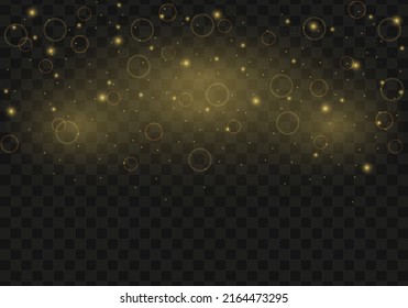 Abstract sparkles isolated on a transparent background. Bokeh lights effect. Vector dust sparks and bright stars shine with special light effect. Christmas sparkling magical. Vector illustration