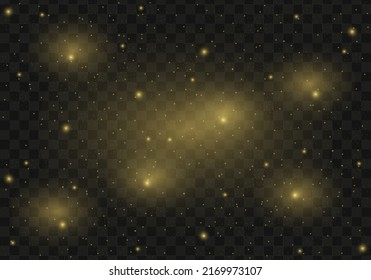Abstract sparkles isolated on a transparent background. Bokeh lights effect. Vector dust sparks and bright stars shine with special light effect. Christmas sparkling magical. Vector illustration