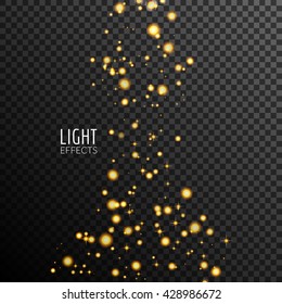 Abstract sparkles on dark transparent background. Lights effects.