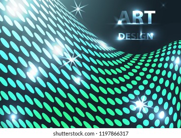 Abstract sparkling background of small colorful circles with sparks of light. Vector illustration