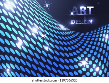 Abstract sparkling background of small colorful circles with sparks of light. Vector illustration