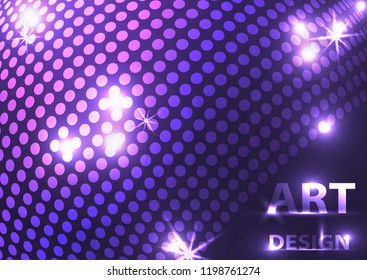 Abstract sparkling background of small colorful circles with sparks of light. Vector illustration