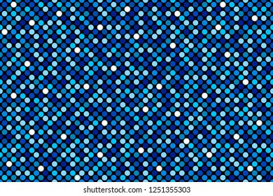 Abstract sparkling blue disco halftone circle background. Seamless pattern. Eps 10