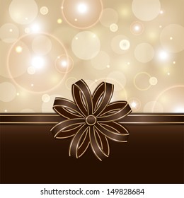 abstract sparkling brown card with bow vector background for design