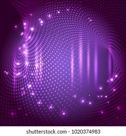 Abstract sparkling circle on purple background. vector illustration