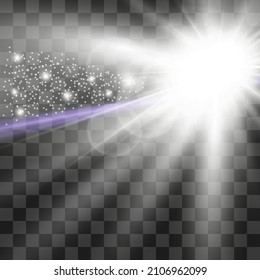 Abstrakte glitzernde Textur. Schlauer Partikeleffekt. Silberglänzende Raumsternstaubspur glänzender Partikel auf transparentem Hintergrund. Star-Illustration
