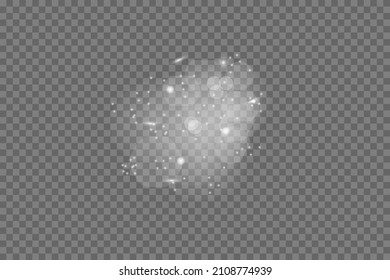 Abstract sparkling glitter texture. Shiny particle effect. Silver glittering space star dust trail of glittering particles on transparent background. Glare