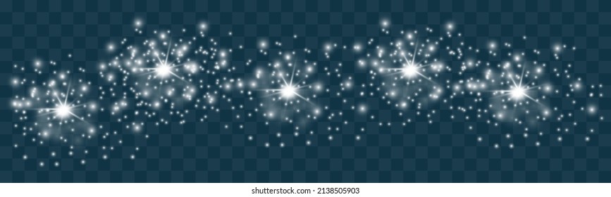 Abstract sparkling glitter texture. Shiny particle effect. Silver glittering space star dust trail of glittering particles on transparent background. Glare