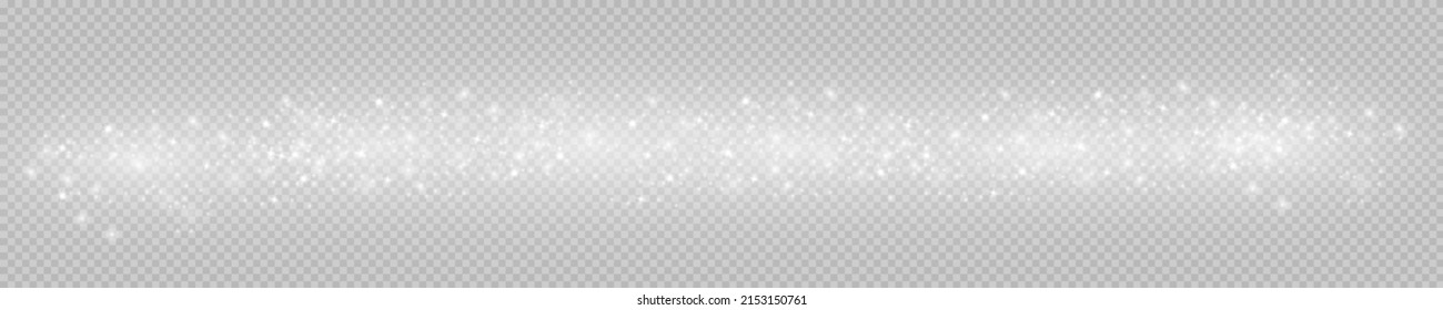Abstract sparkling glitter texture. Shiny particle effect. Silver glittering space star dust trail of glittering particles on transparent background. Glare