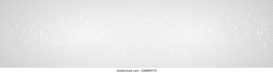 Abstract sparkling glitter texture. Shiny particle effect. Silver glittering space star dust trail of glittering particles on transparent background. Glare