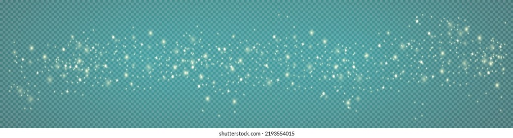 Abstract sparkling glitter texture. Shiny particle effect. Silver glittering space star dust trail of glittering particles on transparent background.