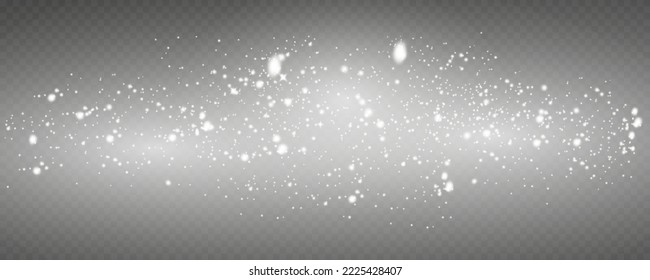 Abstract sparkling glitter texture. Shiny particle effect. Silver glittering space star dust trail of glittering particles on transparent background.