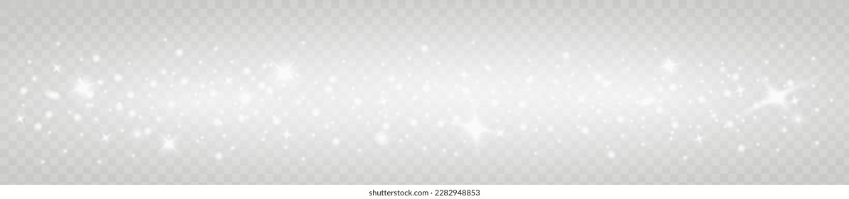Abstract sparkling glitter texture. Shiny particle effect. Silver glittering space star dust trail of glittering particles on transparent background.