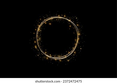 Resumen de efecto de luz de marco dorado brillante sobre fondo transparente. Chispa con anillo brillante.	