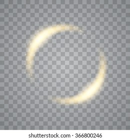Abstract sparkling golden frame light effect on transparent background. Vector Eps10