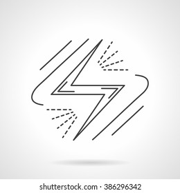 Abstract sparkling lightning bolt. Symbol of energy. Electric power. Flat line style vector icon. Single design element for website, business.