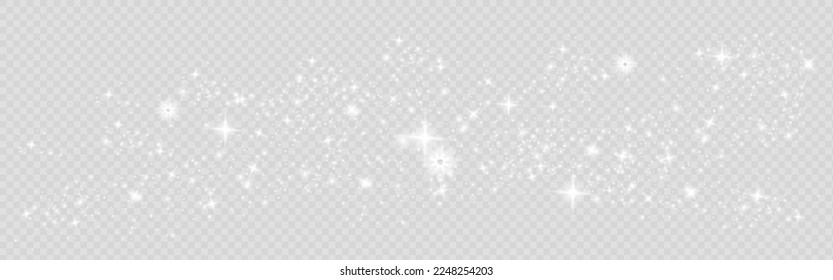 Abstract sparkling shiny texture. Shiny particle effect. Golden glittering trail of space star dust from shiny particles on a transparent background.