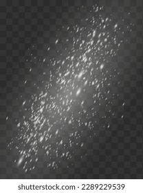 Abstract sparkling shiny texture. Shiny particle effect. Silver glittering trail of space star dust from shiny particles on a dark background.