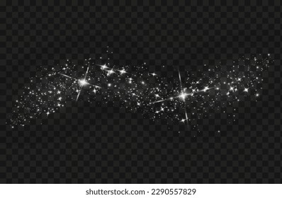 Resumen de textura brillante brillante brillante. Efecto de partícula brillante. Pista brillante plateada de polvo de estrella espacial de partículas brillantes en un fondo oscuro.