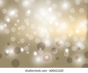 Abstract Sparkling Stars Golden Holiday Background bokeh effect. Vector Illustration.